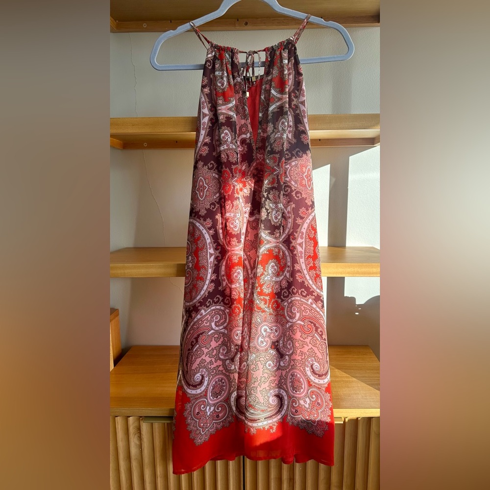 Michael Kors Brown and Orange Paisley Sleeveless Dress - size M - Picture 4 of 9